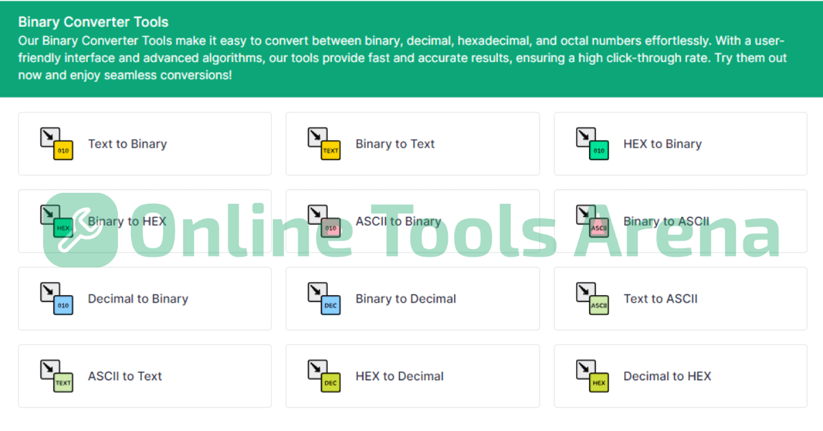 Online Tools Arena: Binary Converter Tools