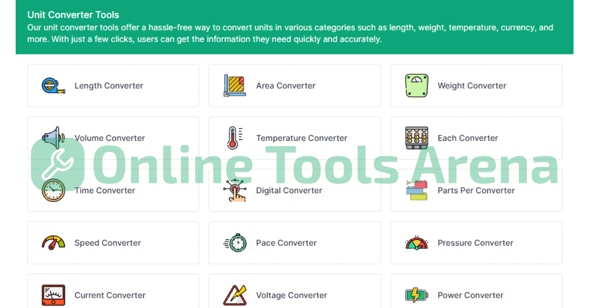 Online Tools Arena: Unit Converter Tools