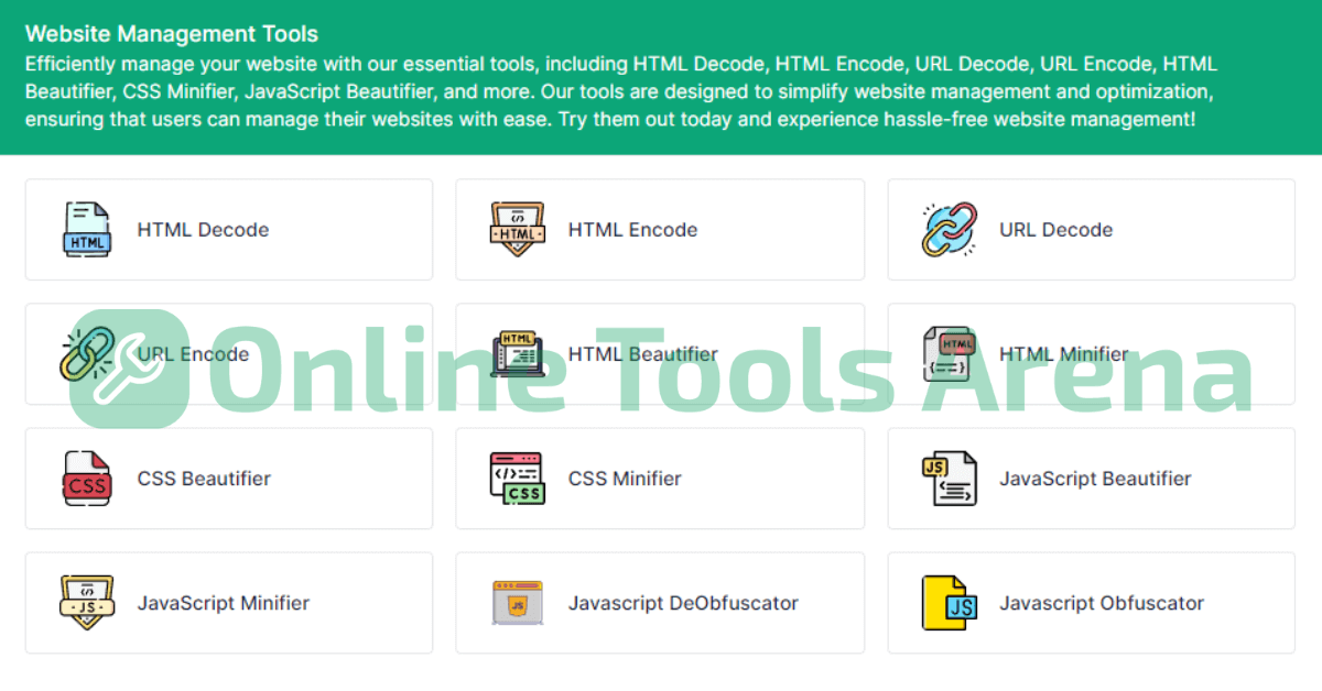 Online Tools Arena: Website Management Tools